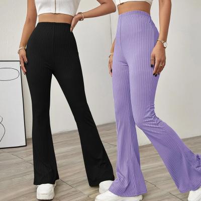 China 2020 New Products Anti-Wrinkle Boot Cut ROCKET SHORTS Sports Pants Stretch High Slim Knit Casual Pants For Women High Waisted Yoga Pants for sale