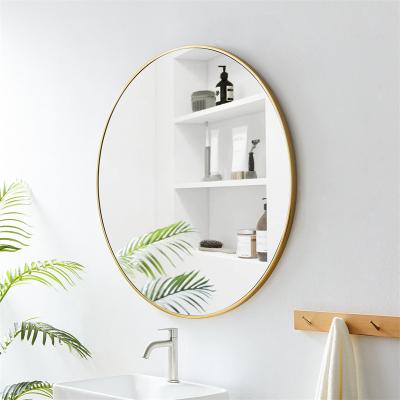 China Economic Round Bathroom Bedroom Mirror Frame Solid Wood Vanity Wall Mirror for sale