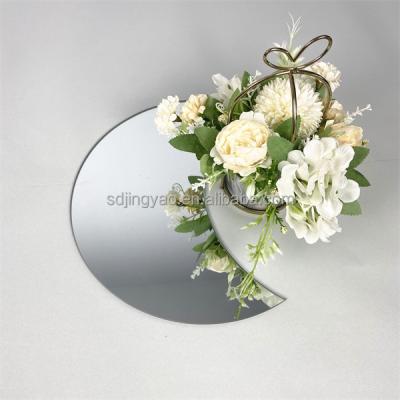 China New Economical Fashion Mirror Table Top Candle Holder,S Moon Heart Square Irregular Different Shaped Hexagon Mirror Candle Plate for sale