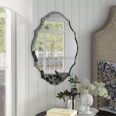 China Economical Modern Luxury Oversized Wall Mounted Hanging Irregular Shaped Bath Mirrors, Living Room Decorative Customized Robe Wall Mirror for sale