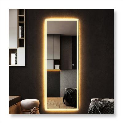 China Large Minimalist Integral Mirror Body Glass Wall Vanity Illuminated Mirror With Lights for sale