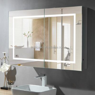 China JY Factory Wholesales Modern Illuminated Bathroom LED Medicine Mirror Cabinet, Wooden Cabinets in China for sale