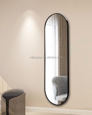 China Economical Modern Full Length Aluminum Alloy Track Mirror Wholesales/Large Sight Shape HD Wall Oval Living Room Dressing for sale