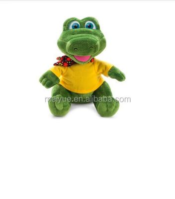 China Super soft plush baby toys green plush crocodile wearing yellow t-shirt and kerchief for sale