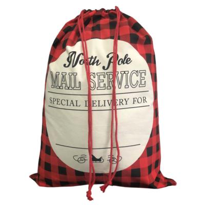 China Hot Canvas Brand China Made Warehouse Red Plaid Christmas Gift Bags Festival Bags Girls Boys Gift for sale