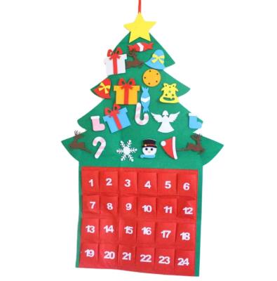 China Felt Christmas Tree Decorations Christmas Home Door DIY Educational Gifts Felt Christmas Countdown Calendar for sale