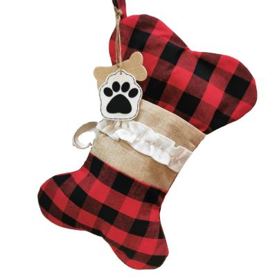 China Eco-Friendly Wholesale Customized Christmas Pet Stocking Linen Fish Bone Christmas Stockings for sale