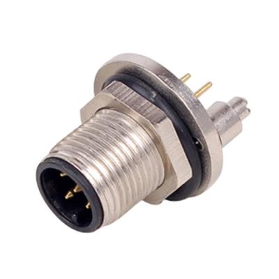 China Automotive Metal Signal Mount M12 5pin Penal Screw Connector With Nut IP67 Waterproof for sale