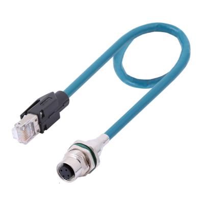 China M12 female A code rj45 automotive waterproof connector to 8-Pin plug for sale