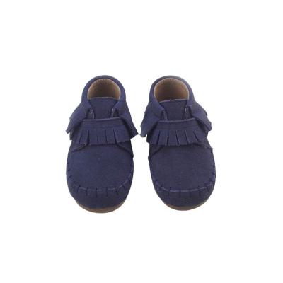 China Wholesale Breathable Hard Unique Kids Shoes Black Genuine Leather Baby Shoes Moccasins for sale