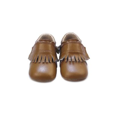 China Hot Sale Genuine Leather Leather Baby Boots Brown Newborn Infant Baby Boy Girls Shoes Moccasin for sale