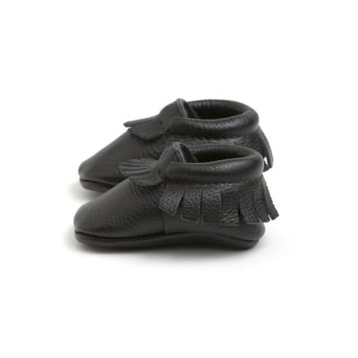 China Customized GENUINE LEATHER Color Baby Toddler Black Moccasins Shoes Soft Leather Moccasins for sale