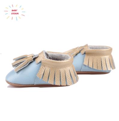 China 2018 wholesale GENUINE LEATHER baby shoes soft unique walking moccasins for girls and boys with good price for sale