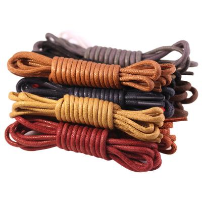 China Youki Custom Fashion Round Lace 4mm 0.8-1.8m Length Work Boots High Quality Wide Shoe Lace Waxed Cotton Round Laces for sale