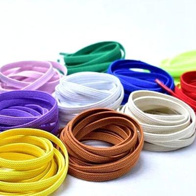 China Custom Flat Laces Flat Rubber No Elastic Tie Sneaker Shoe Lace Free Metal Buckle for sale