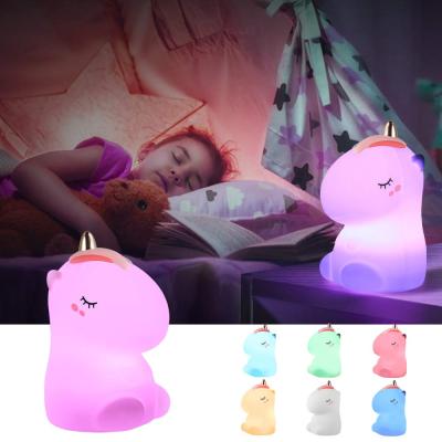 China Indoor cute silicone color changing unicorn led night light for baby and kids for sale