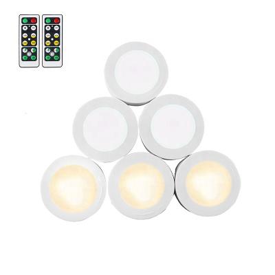 China Wall Mounted LED Puck Lights Wireless LED Under Cabinet Lights with Remote, Battery Operated Cabinet Light, Dimmable Under Counter Lighting for sale