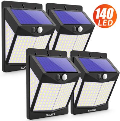 China Solar Garden 140 LED IP65 Waterproof Security Wall Lights, 3 Modes Outdoor Wireless Solar Lights for sale