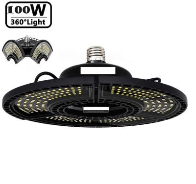 China Deformable 100W LED Warehouse Shop Lights For Garage, 12000LM IP65 Waterproof UFO LED High Bay Light Garage Lights for sale