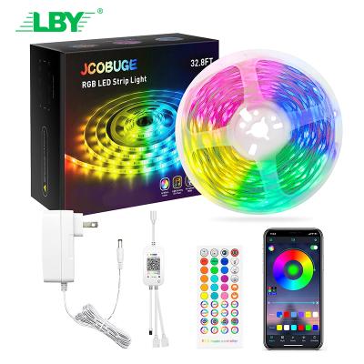 China LBY Wholesale Cheap Wifi App Control 16.4 Ft 32.8Ft Korjo Dream Color 5M 10M Rgb Smart Led Strip Lights With Remote For Bedroom for sale