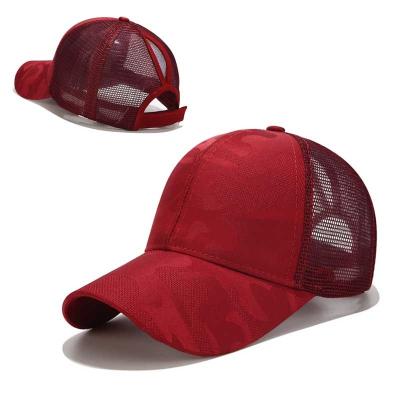 China 2019 Women Fashion Ponytail Baseball Cap COMMON Mesh Trucker Hat Print Sport Hats for sale