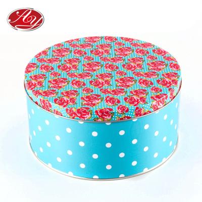 China Custom Colorful Round Cake Tin Box Of Eco-friendly And Recyclable Material Small for sale