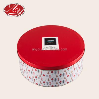 China Custom Red Christmas Material Eco-Friendly And Recyclable Round Metal Tin Can For Cookie for sale