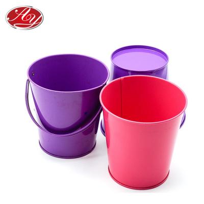 China Material eco-friendly and recycleable custom design solid color around small tin bucket as children play for sale