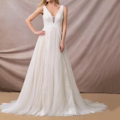 China Elegant Women Sleeveless Long Maxi Evening Wedding Bride Dress White Chiffon Custom Made Anti-Static Floor Length for sale