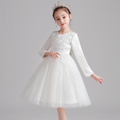 China Custom Made Anti-Static Embroidery Winter Long Sleeve Ball Gown Maxi Pink Girls Party Dresses For Weddings for sale