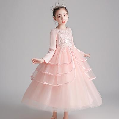 China High Quality Winter Long Sleeve Maxi Ball Gown Custom Made Anti-Static Embroidery 13 Years Old Girl Long Party Dress for sale