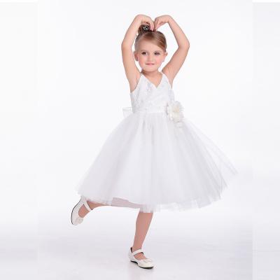 China Breathable Custom Baby Birthday Party Kids 1 Years Old Short White Pageant Flower Kids Dress for sale