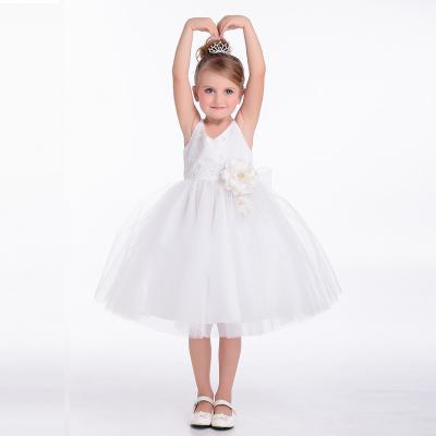 China Wholesale Breathable Birthday Party Kids Dress Ball Gown White Flower Pageant Kids Dress for sale