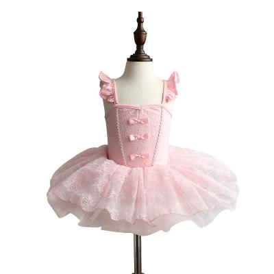 China High Quality Breathable White Dancing Dress Little Girls Kids Wedding Party Ballet Ballroom Dancing Tow Dress for sale