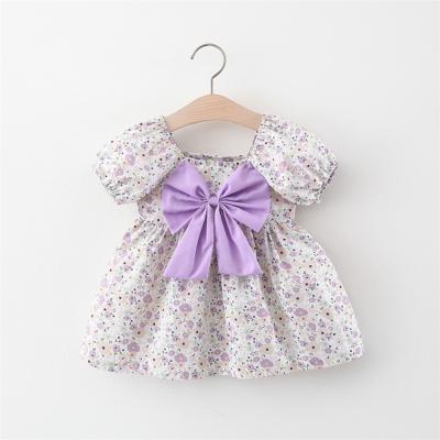 China Washable Custom Flower Full Printed One Piece Big Purple Bow Little Babies Clothing Sets Newborns for sale