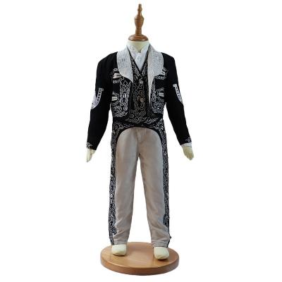 China Flat Boy Charro 4 Sets Suit Black Jacket Embroidery Charro Suit for sale