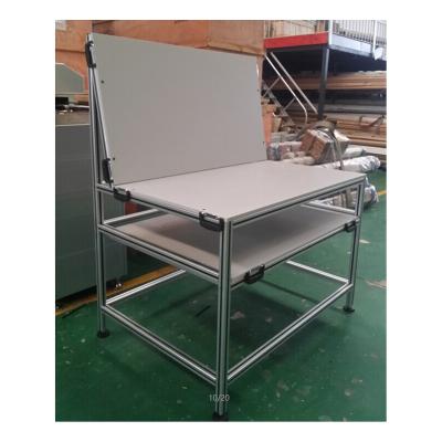 China Factory OEM professional workshop industrial ESD aluminum workbench for factory cleanroom electronic workbench with wheels for sale