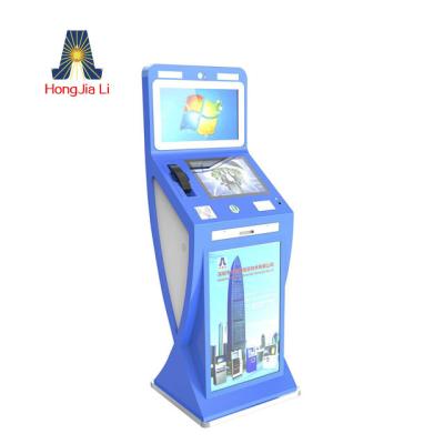 China HJL-2115 Shopping Mall Indoor Self Service Hotel Check In And Passport Scanner Kiosk With RF Card Dispenser for sale