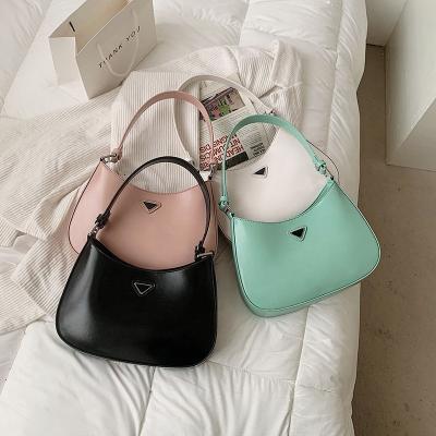 China Luxury Smooth Leather Shoulder Tote Bags Hasp Handbag Female Solid Color Brand Motion Sensing Travel Women's Armpit Bag for sale