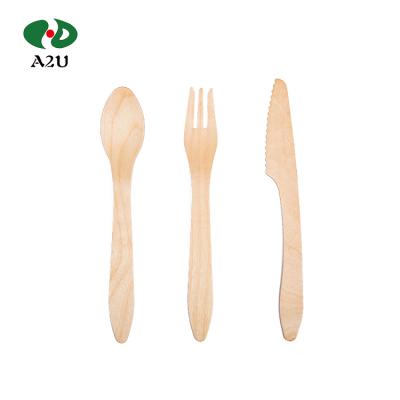 China Soft Biodegradable Disposable Shopping Cutlery Spoon Fork Wooden Knife for sale