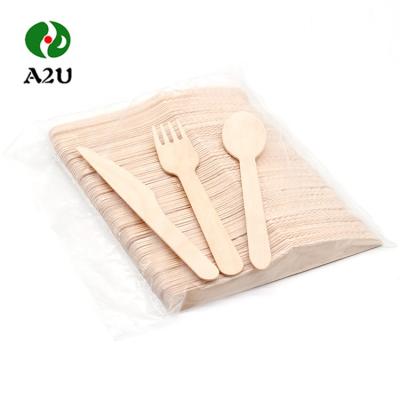 China Eco China Manufacturer Disposable Wooden Stocked Cutlery A2U-001-4 for sale