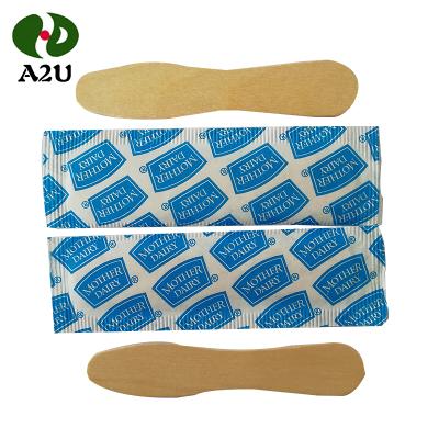 China Viable Diy Large Birch Wooden Ice Cream Paper Wrapped Spoon for sale