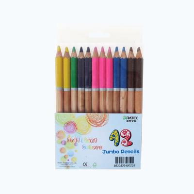 China Drawing Writing Wholesale 17.6cm Manufacture Double Side Jumbo Size Color Lead 2 Colors In 1 Double Tip Crayons Colored Pencil For Kids Drawing for sale