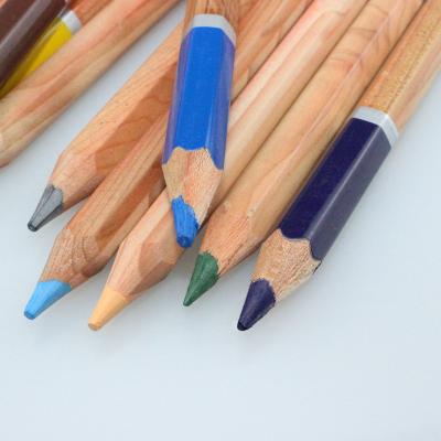 China Drawing Writing PVC Bag Packed Large Size Natural Wooden School Stationery Set Double End 12pcs Multi Colored Pencil For Kids for sale