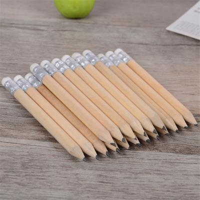 China Promotional Small School Wooden Pencil Golf Pencil Stationery Supplies Custom Natural Wooden Pencil With Eraser Topper For Kids for sale