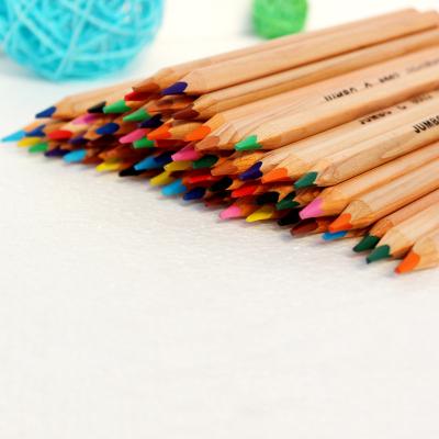 China Linden wood manufacturer supply 12 pack high quality non-toxic wooden color logo pencil customized jumbo color pencil set for sale