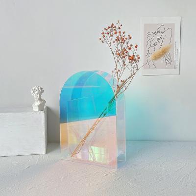 China OEM/ODM Wholesale Customizable Transparent Colorful Home Decor Acrylic Minimalist Vase for sale