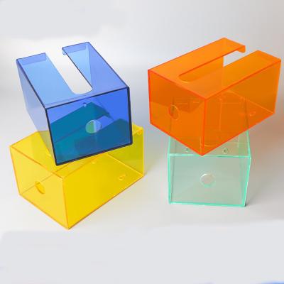 China OEM/ODM New Design Custom Clear Acrylic Rectangle Cover Tissue Box Holder Cover For Bathroom Or Living Room Use for sale