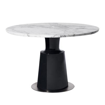 China High Grade Modern Easy Clean Marble Top Home Furniture Solid Base With Column Frame Solid Wood Circular Dining Table CS-006 for sale