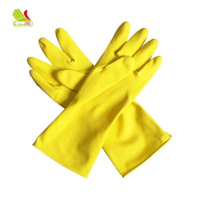 China Yellow Rubber Gloves Uses 300mm Breathable Control Latex Gloves for sale